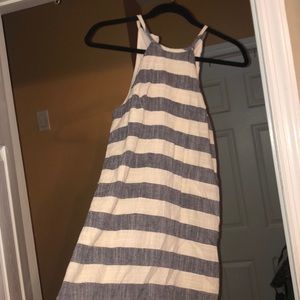 Tan and blue striped dress